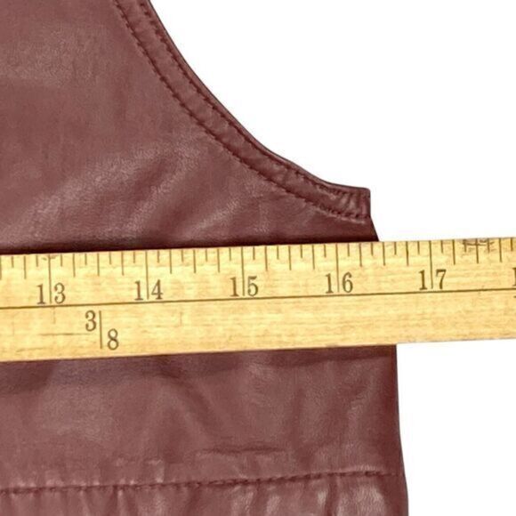 Free People Dress Womens X-Small Burgundy Faux Leather Front Zip City Girl Mini - Picture 11 of 15